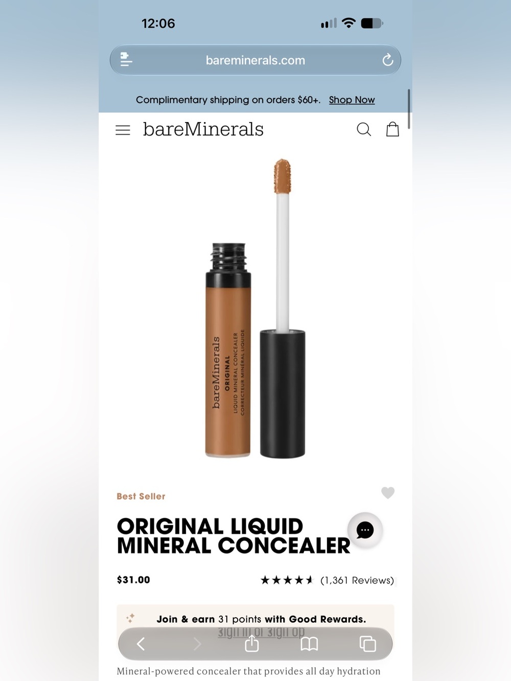 bareMinerals Original Liquid Mineral Brightening Concealer SOLD OUT ONLINE